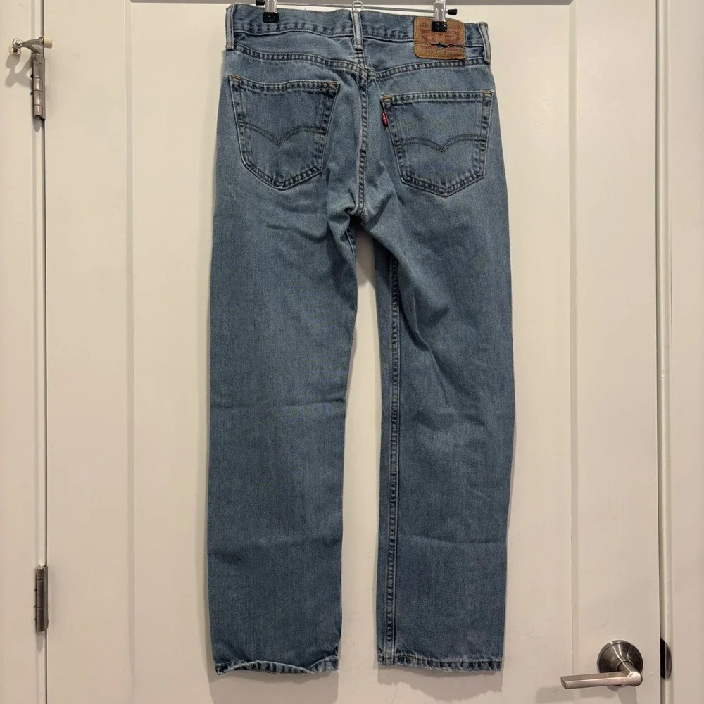 Levis 505 Regular Fit Straight Leg Jeans Mens 30x30 Medium Wash Blue Denim
